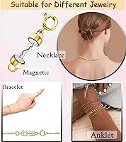 Vista 5 de Clysoru Broches y cierres para collares, cuentas de oro y plata de 14 quilates, extensor de cadena, collares y pulseras con bloqueo de seguridad