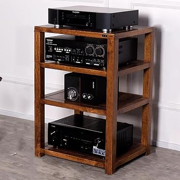 Studio Audio Rack Component Cabinet Storage Rack, Audio System Av Media Stand for Onkyo Receiver, Home Stereo Rack System, Audio-Video ShelvingWalnut,Four Layers