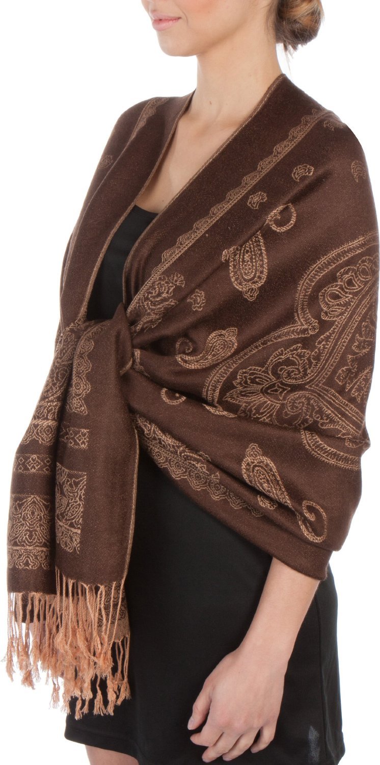 Sakkas Leichter zweifarbiger Paisley Design Pashmina Schal/Stola (in 12 Farben)