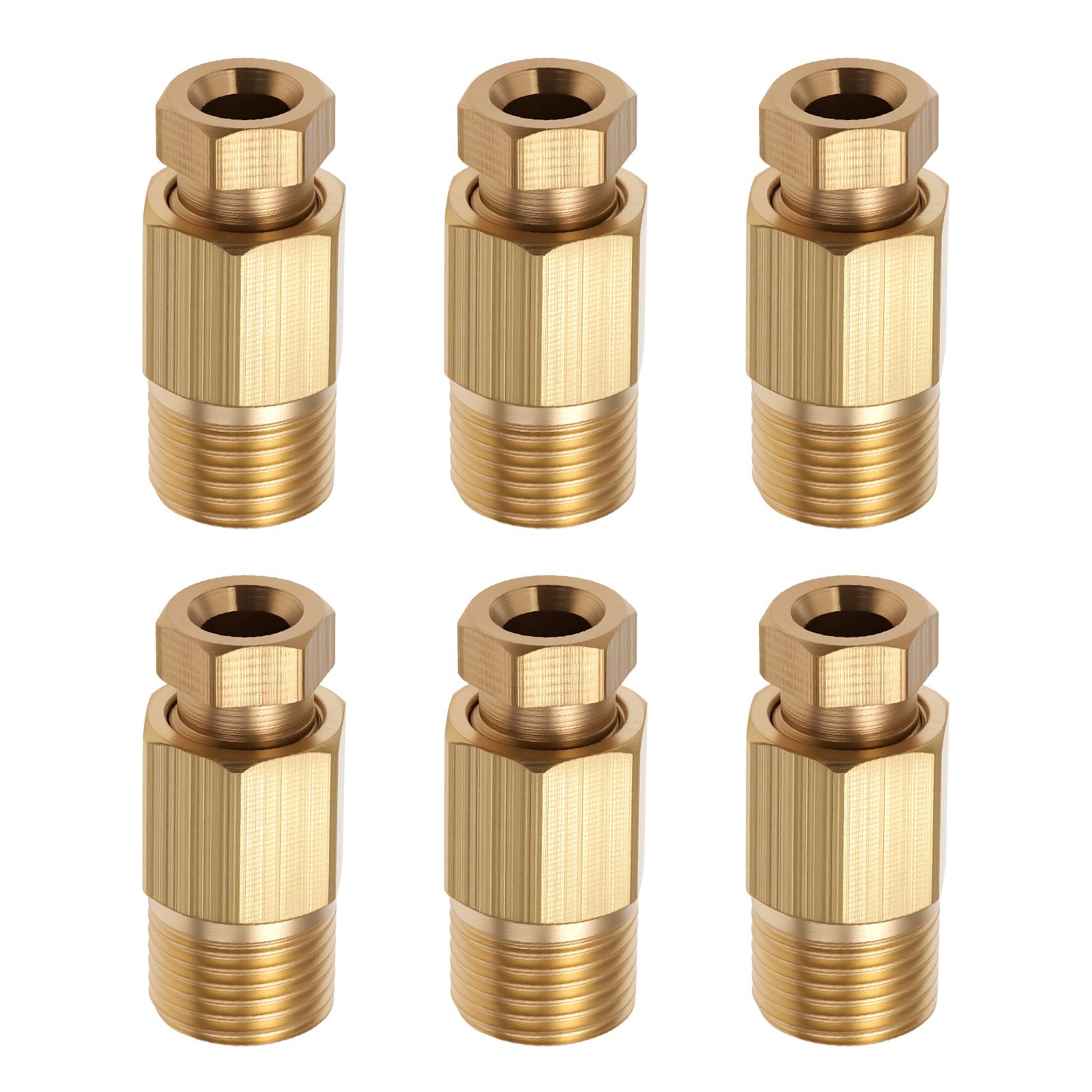 Lot De 6 Raccords à Compression En Laiton - Filetage Mâle BSP 1/8, Pour Tube Ø Extérieur 4 Mm - Pour Air, Huile, Eau - 8