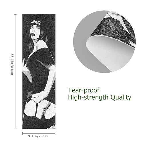 Miniatura 2 de Sexy Rap Music Girl Skateboard Grip Tape Longboard Griptape impermeable Cinta adhesiva de hoja de papel de lija de cubierta 33.1 x 9.1 pulgadas
