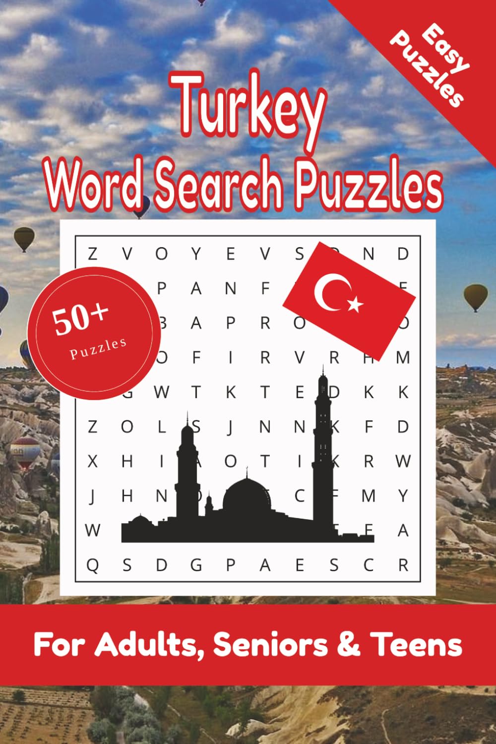 Turkey Word Search Puzzle: 50+ Puzzles Word Search Easy to Read about Turkey and More | 6x9 inches, 110 pages | Gift for Turkey, Countries & Traveling Lover