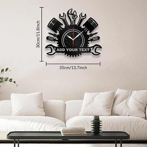 Miniatura 2 de Reloj de pared personalizado de metal con herramientas mecánicas de reparación de automóviles con luz LED, herramientas de reparación de automóviles