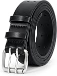 LEACOOLKEY Ceintures en cuir à double pression pour hommes PU Ceinture de travail en cuir pour Jeans2 Ceinture en cuir pour hommes