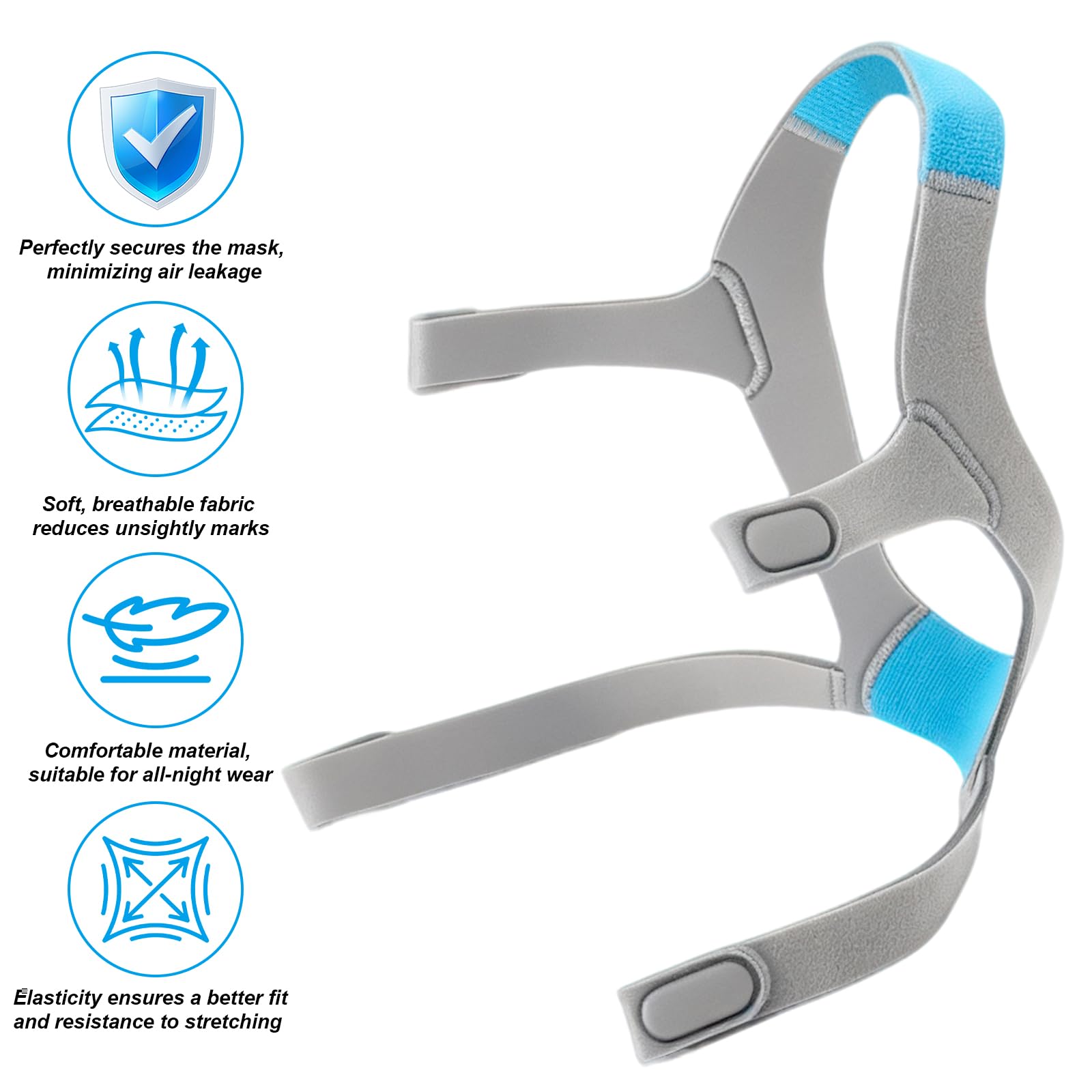 Cpap opaska zastępcza do Airfit F20 / Airtouch F20, regulowana, zamiennik paska maski do Resmed Airfit F20, nadaje się do prania, unisex, miękka, wygodna taśma Cpap (tylko opaska na głowę)