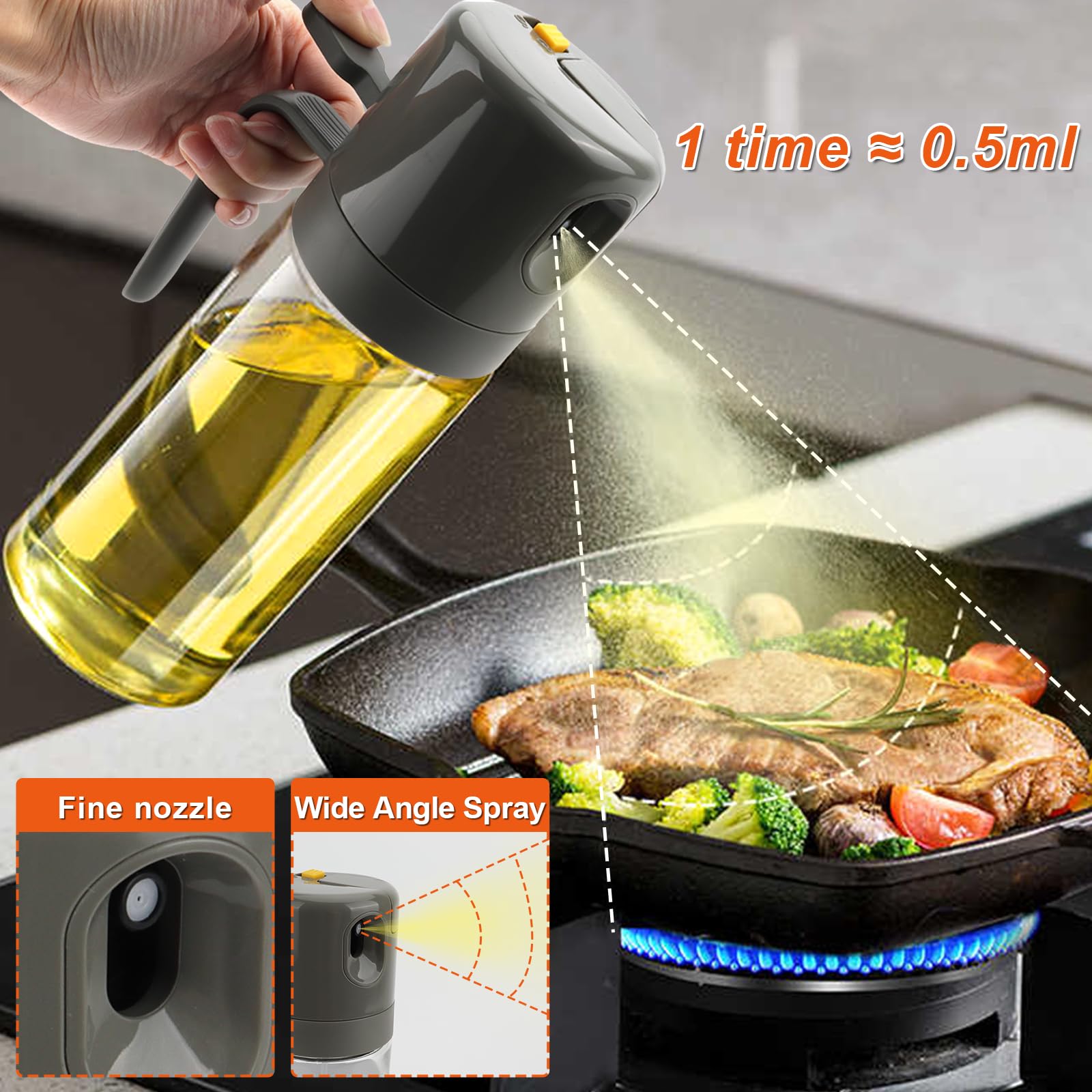 Spruzzino Olio Per Friggitrice Ad Aria 470ml - In Vetro, Con Pennello E Pinze - Foto 13