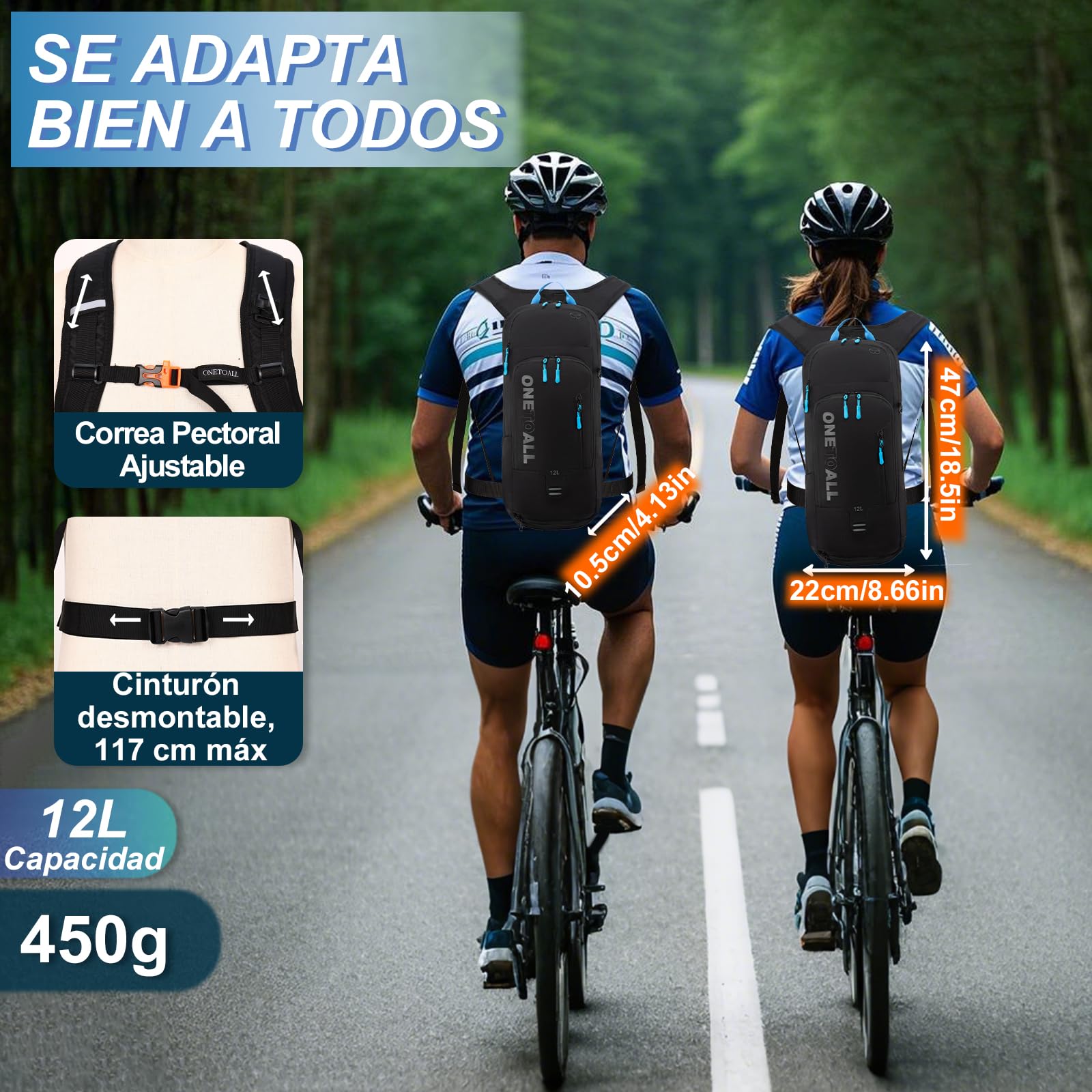 LOCAL LION Mochila de Ciclismo 12L, Mochilas Pequeña para Hombre y Mujer, Multifuncional para |Moto|Bicicleta|Enduro|Mtb|Running