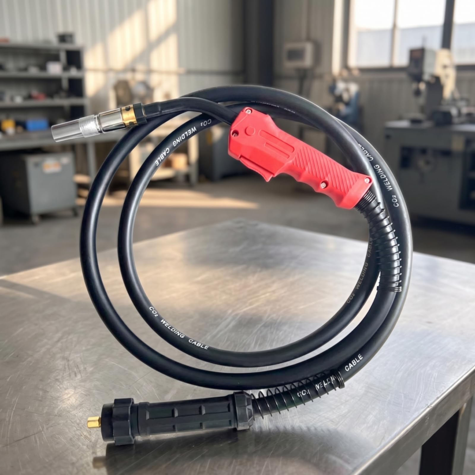 B Baosity Antorcha de Soldadura MIG Soplete de Gas Pistola de CO2 Conector Cilíndrico Flujo Estable y Sujeción Firme al Equipo, 3 Metros, Económico, Pistola Europea 500A