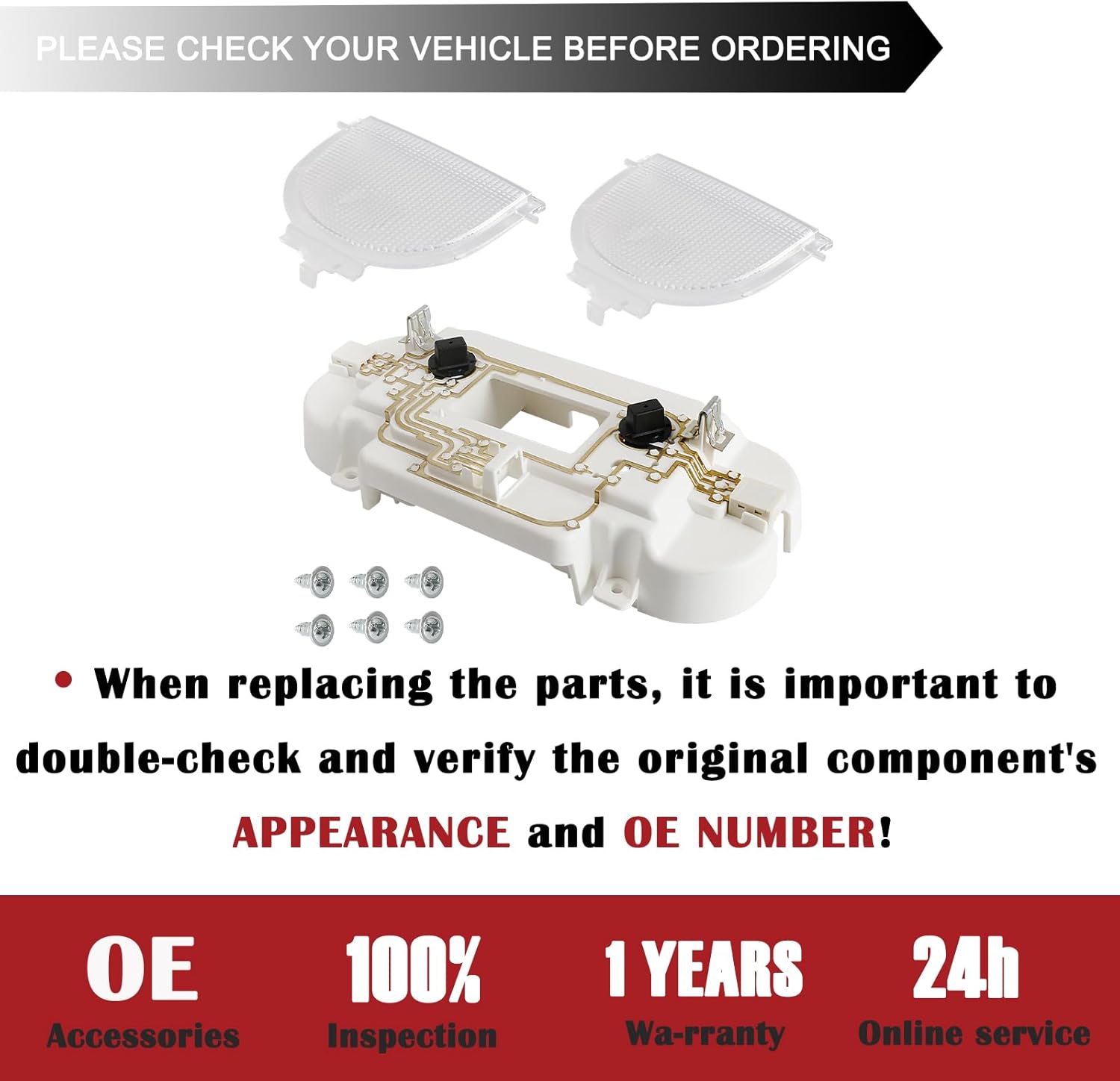 Overhead Console LED Dome Map Light | Fits Ford F150 F250 F350 Lincoln Mark LT 2004-2010 | Replaces VM2396 829182 Headliner Roof Circuit Board Assembly for Interior Cab & Reading Lights