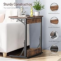 Vista 5 de Tatub Juego de 4 mesas auxiliares plegables en forma de C de 24 pulgadas, escritorio lateral pequeño para sofá y computadora portátil, mesa