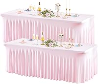 Vista 13 de Wish Care Paquete de 2 manteles de elastano elástico azul bebé para mesas rectangulares de 4 pies, manteles ajustables sin arrugas de 4 pies