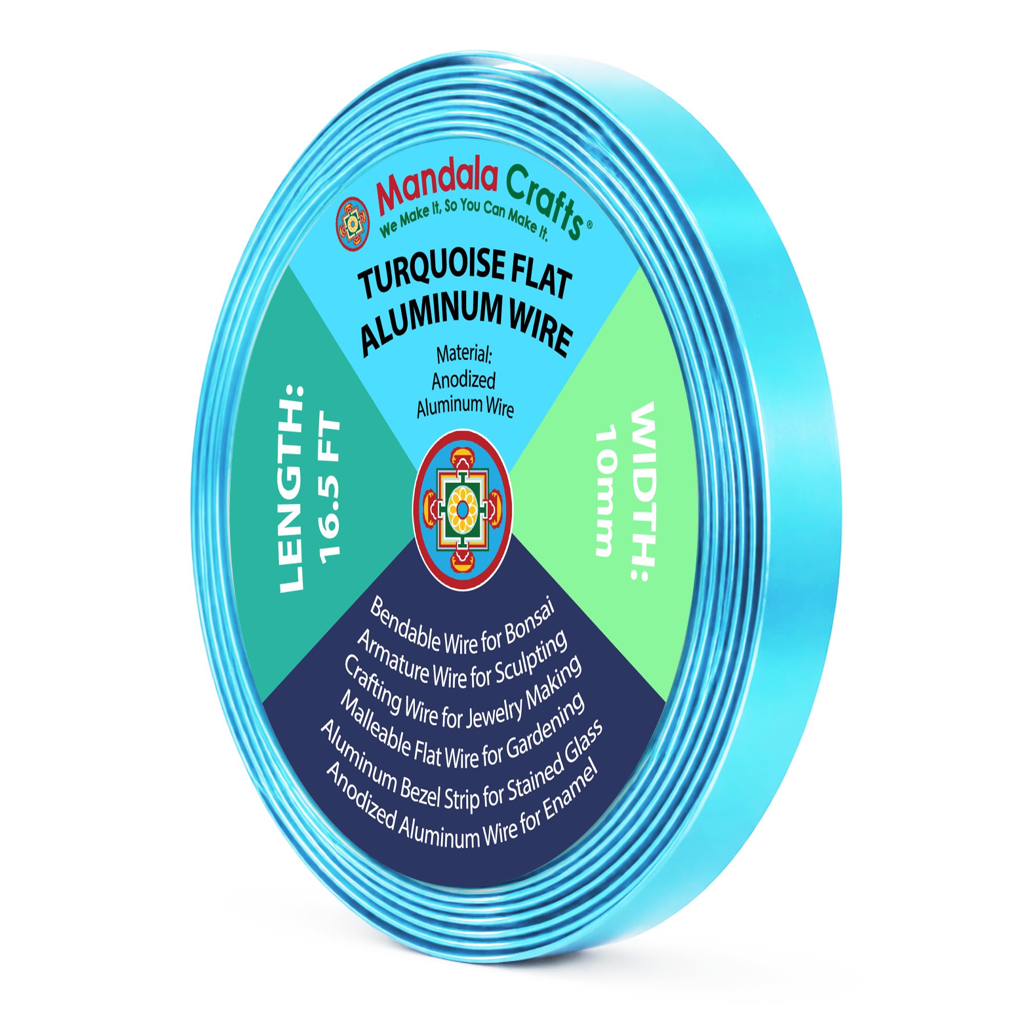 Mandala Crafts 10mm Turquoise Flat Aluminum Crafting Wire for Sculpting