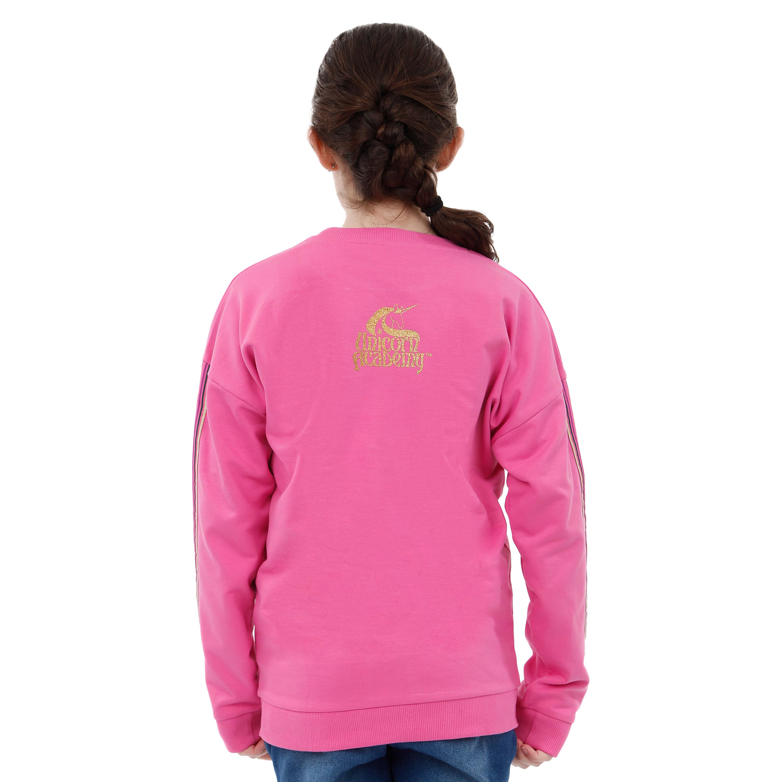 Bluza Dla Dziewcząt Z Akademii Jednorożców | Bluza Z Jednorożcem Dla Dziewcząt | Bluza Dla Dzieci Sophia I Wildstar | Różowy 122