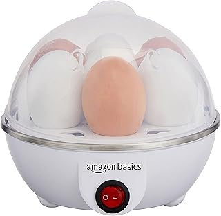 amazon basics Electric Egg Boiler | 3 Boiling Modes | Automatic Operation | Overheat Protection | 75ml | Plastic | White