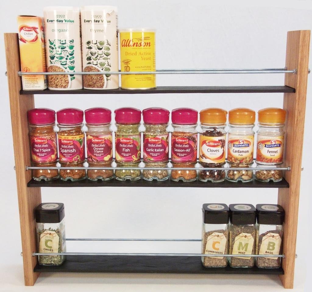 Oak Slate Design.. Spice/Herb Rack ..3 Tier, 27 Jar - Modern ...