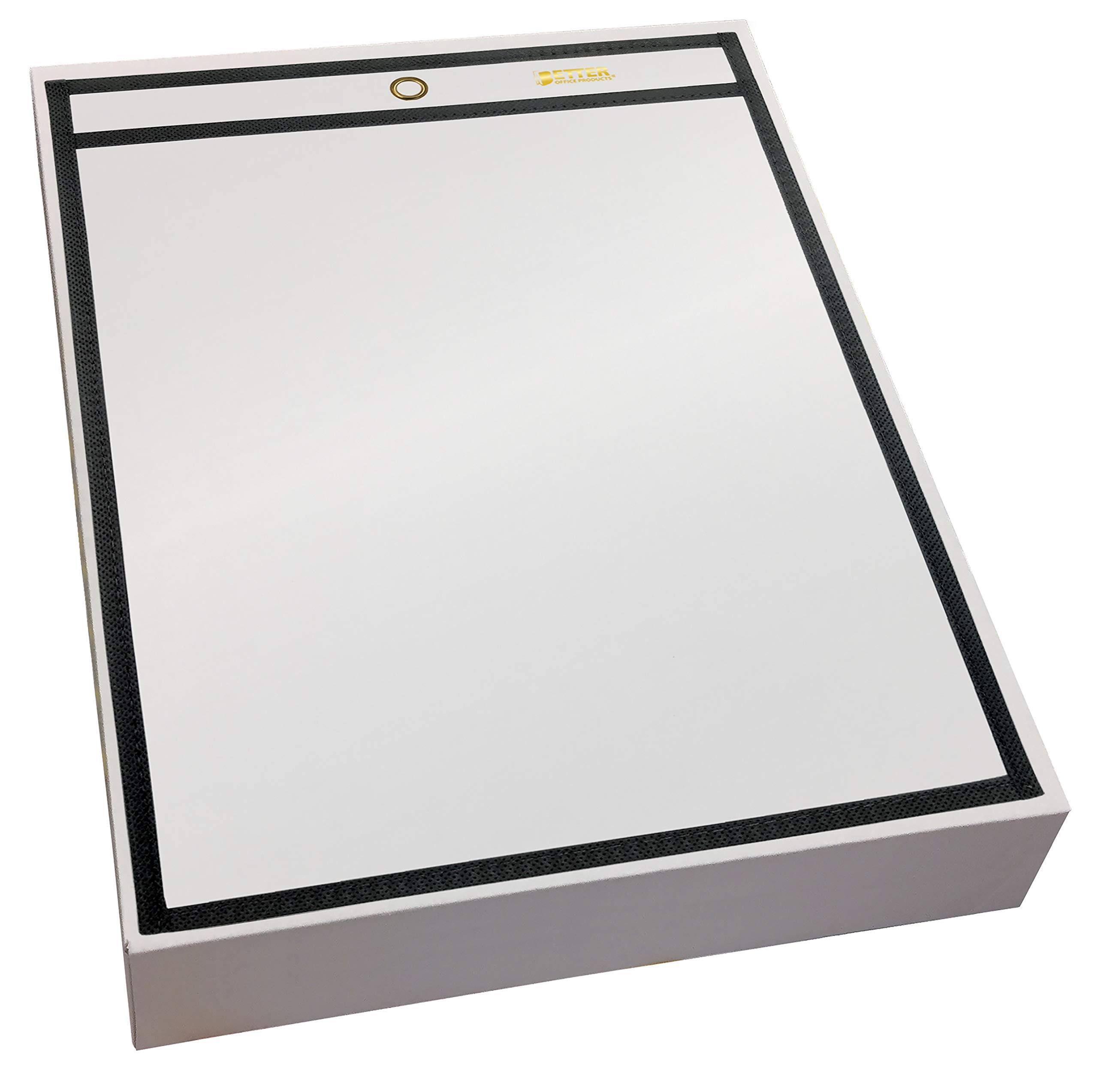 Better Office Products - Soportes para boletos, 15,2 x 22,8 cm, ambos lados transparentes, borde negro cosido, paquete de 20