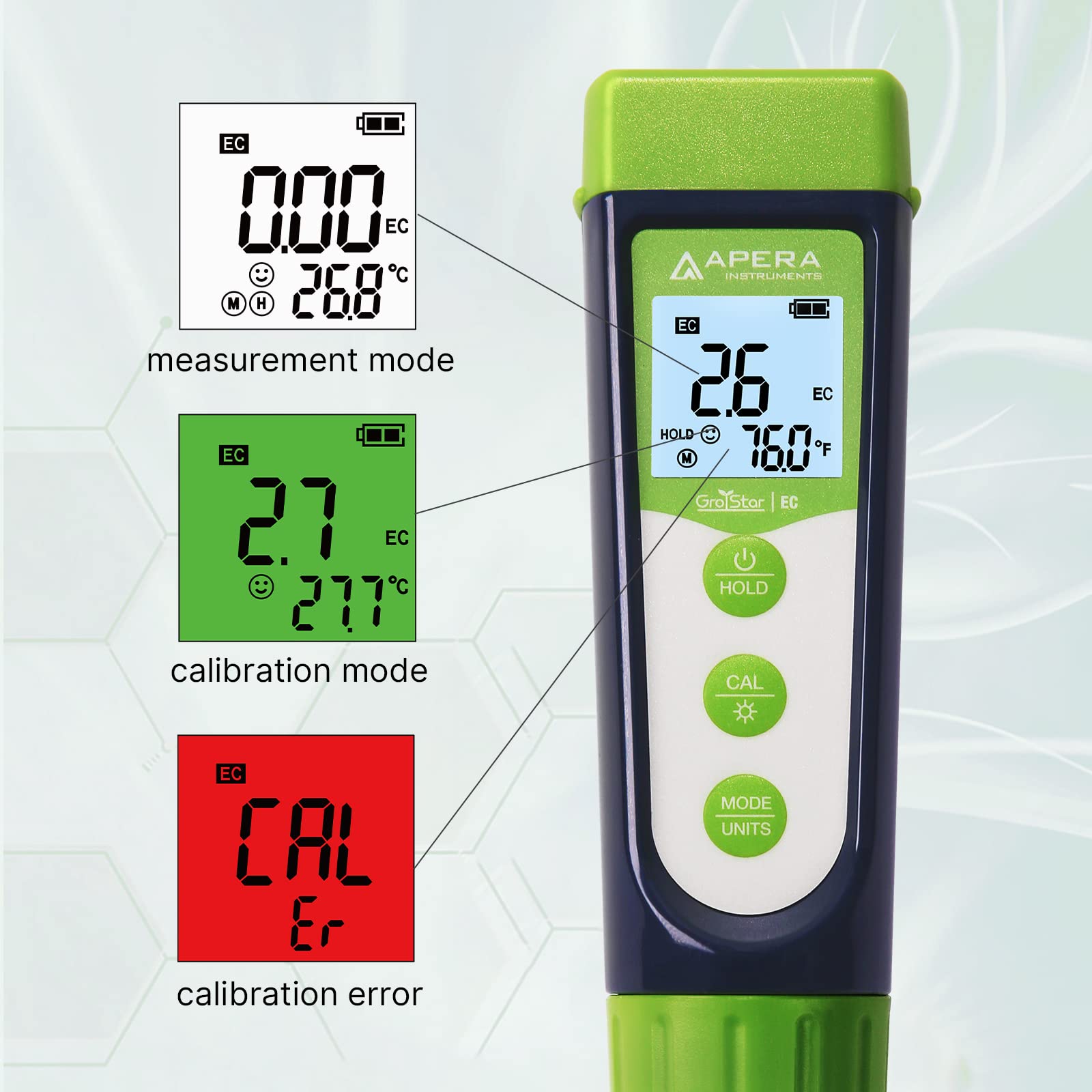 Apera GroStar GS3 zestaw scyzoryków do pomiaru przewodności (Gen II) do pomiarów EC / 500ppm/700ppm w hodowli roślin