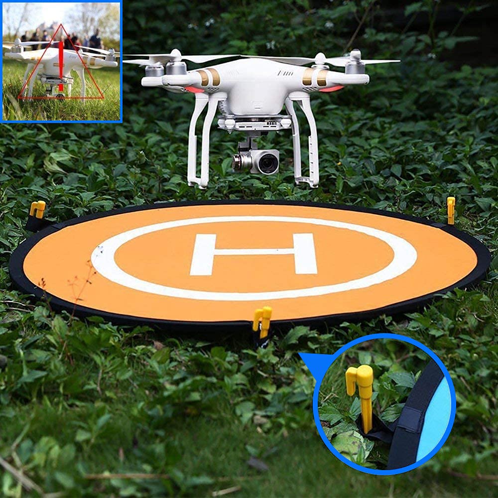 MMOBIEL Aire d'atterrissage Drone Landing Pad Imperméable 75 cm, Double Face Orange/Bleu pour Drones hélicoptères télécommandés DJI Mavic Mini 2 / Zoom/Air Fly 2 / Phantom/FPV/Inspire