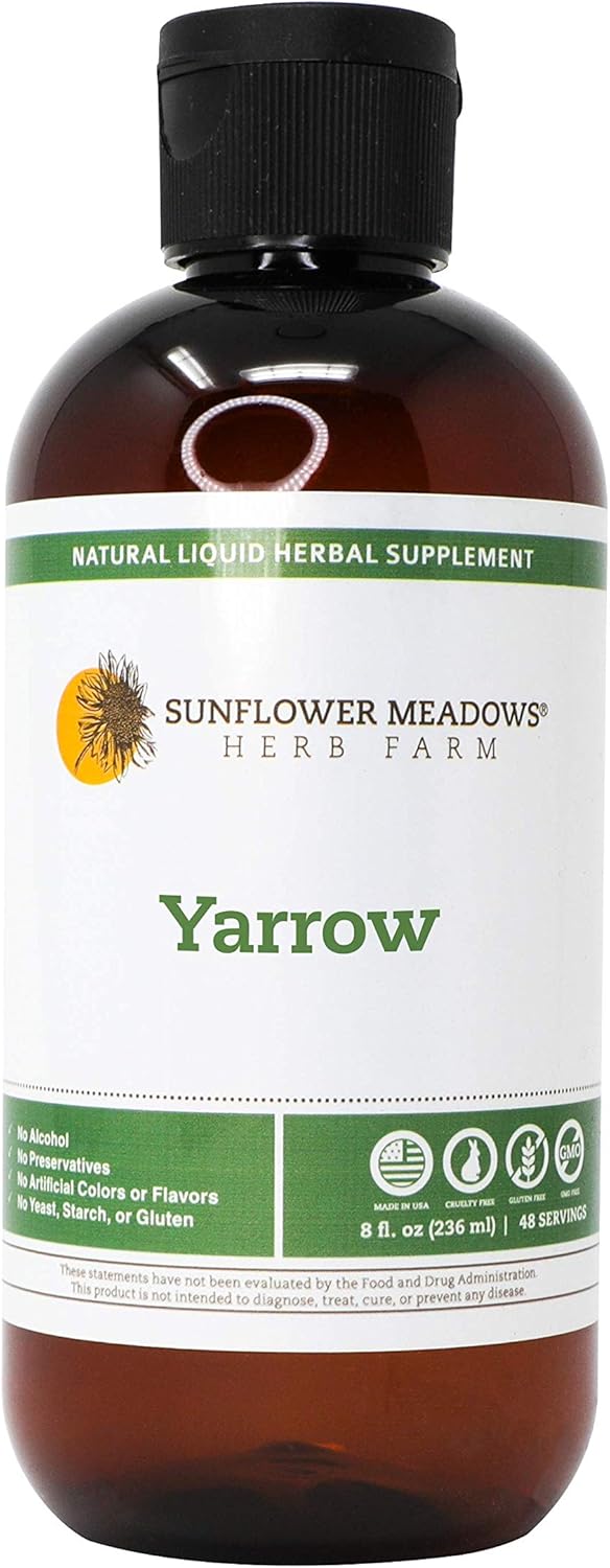 Yarrow Liquid Herbal Supplement - 8oz- Alcohol-Free, Non-GMO, Made with Organic Ingredients