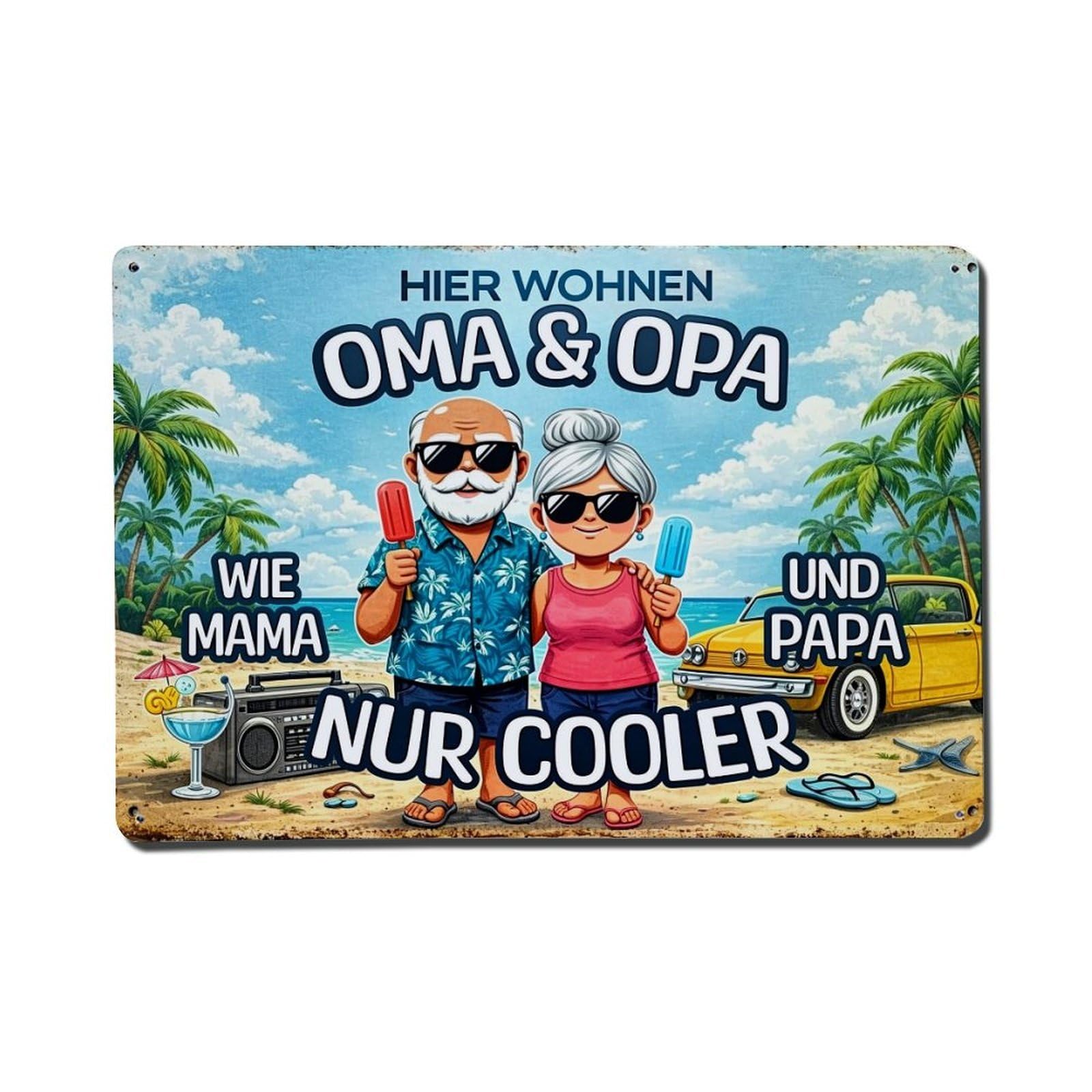 Tropical Beach Couple Ice Cream Vintage Tin Sign Retro Metal Wall Decor Metal Poster, Home Bar Garage Farmhouse Cafe Wall Art Decoration 8x12Inches
