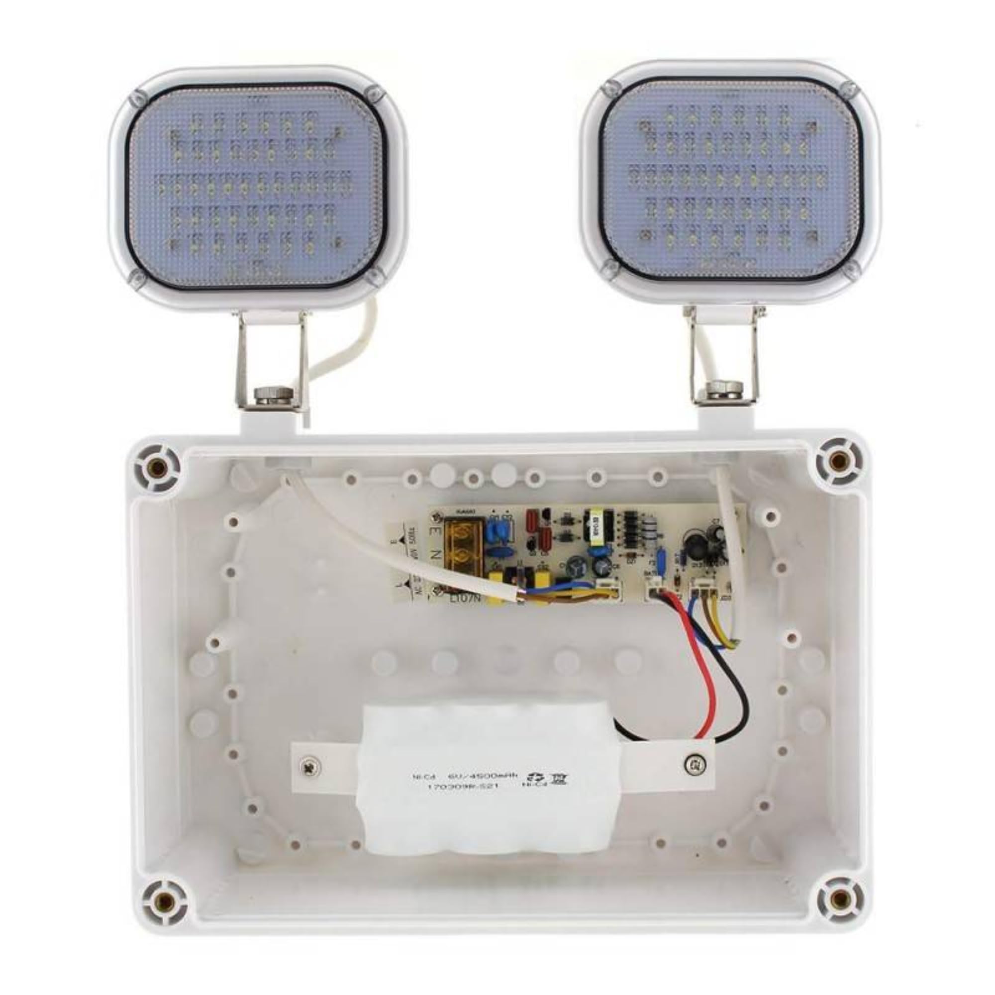 BARCELONA LED Luz de Emergencia LED Industrial 12W (2x6W) IP65 Impermeable – 600 lm – Batería 6V 4500mAh – Autonomía 3h, Activación Automática, Iluminación de Seguridad para Naves, Parkings y Salidas