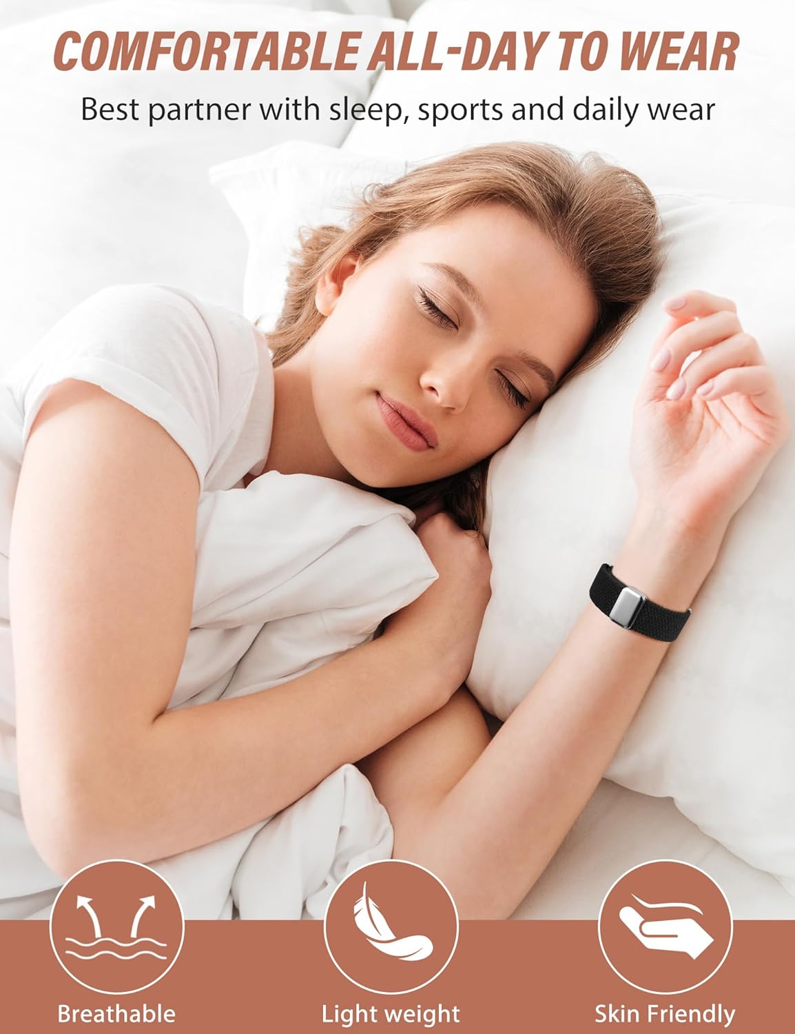 Braided Magnetic Band Compatible with Samsung Galaxy Watch 8 7 6 5 4 FE 40mm 44mm/8 6 Classic/5 Pro/4 Classic/3 41mm/Active 2 Women Men, 20mm Celtic Stretchy Elastic Dressy Nylon Strap, No for Ultra - Image 5