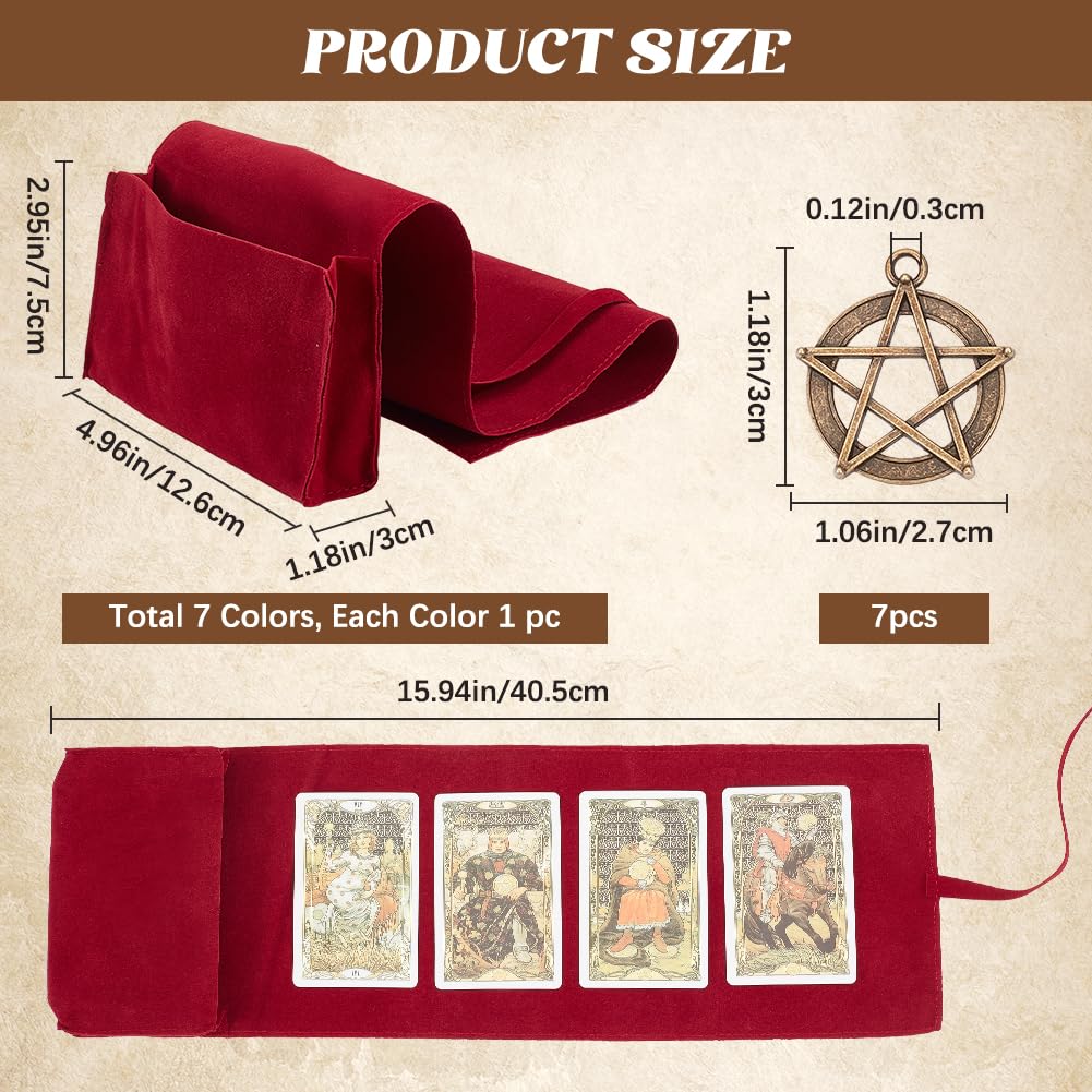 CREATCABIN Juego 7 Bolsa Terciopelo Tarjetas Tarot Bolsa Almacenamiento Tarot Bolsa Tela Tarot Bolsas Envolver Tarjetas Colgantes Estrella Cartas Tarot Baraja Oráculo Naipes Negro Azul Rosa
