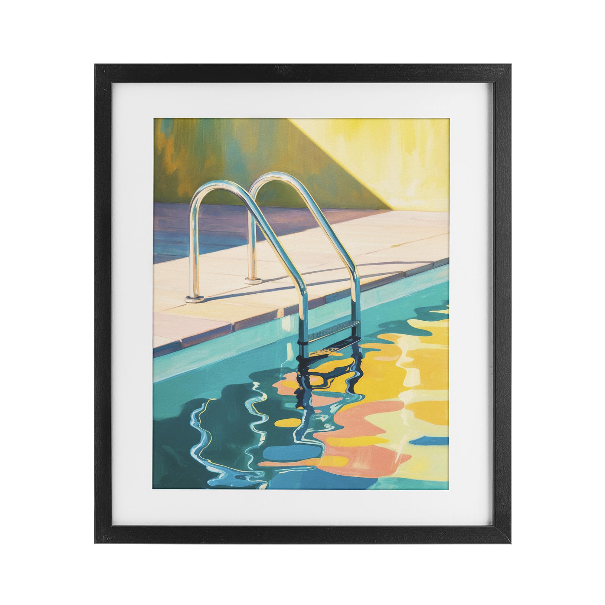 Stupell Industries 'Pool Ladder At Sunset', Framed Print Under Glass, Black, 17 x 21 Inches, Easy to Hang and Sturdy, Made in USA, by Andreas Magnusson