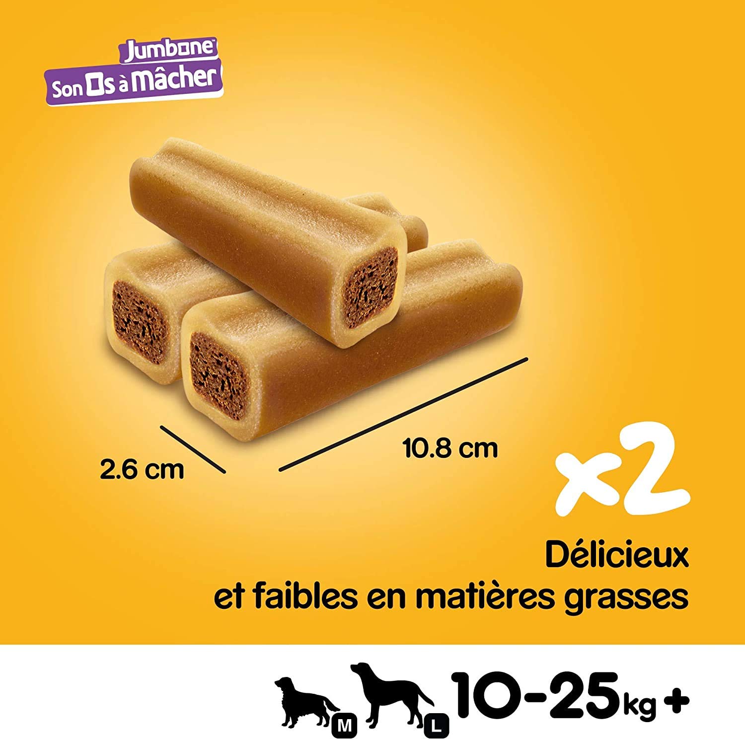 PEDIGREE JUMBONE Kauknochen für mittelgroße Hunde, 10 – 25 kg, 12 Beutel mit je 2 Knochen – Leckereien mit Rindfleisch und Geflügel – ideale Belohnung für die Beschäftigung, Erziehung und Freude des