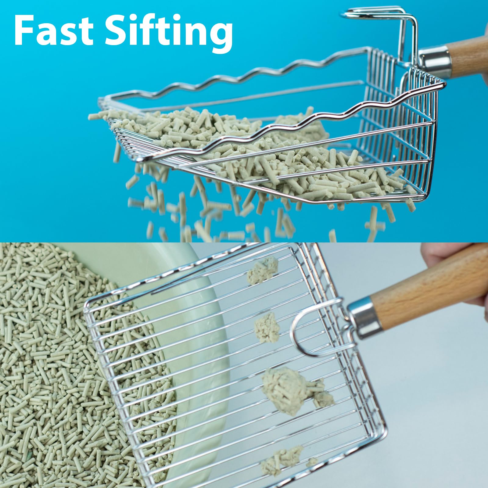 ARMLULU Metal Cat Litter Scoop with Holder, Poop Scooper with Stand&2 Rolls of Garbage Bag, Heavy Duty Stainless Steel Shovel with Wooden, Kitty Quick Sifter for Easy Cleaning, Essential Item for Cat - image 8