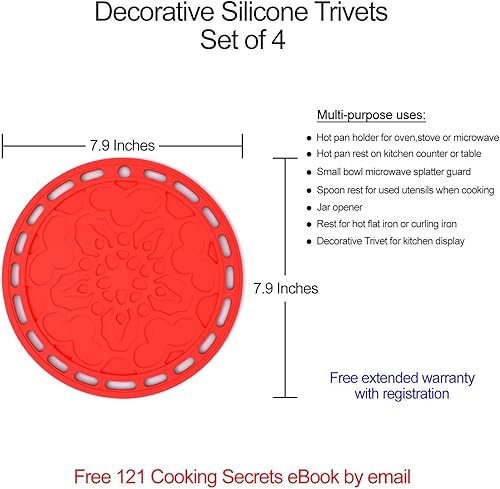 Miniatura 2 de Silicone Hot Pads juego de 4 - 6 en 1 herramienta de cocina multipropósito soporte para recipientes protector de salpicador cobertor de microondas