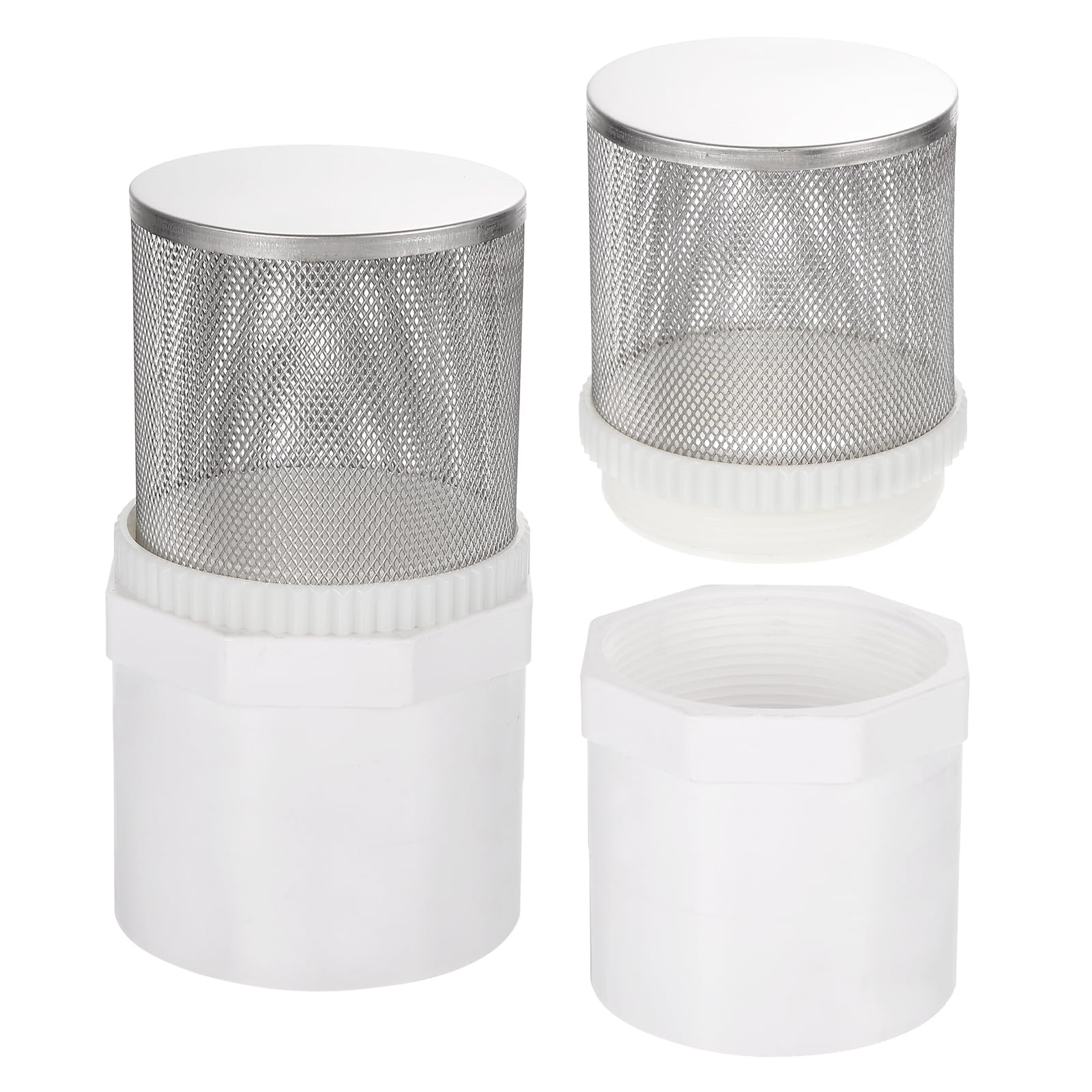 sourcing map 2Pcs 2.5 Inch 304 Stainless Steel Filter Cover, Hose Inlet Suction Strainer Filter, Connected to DN65 2.5" PVC Water Pipe to Reduce Solid Entry (153mm Length, 75mm Thread Dia) โ image 1