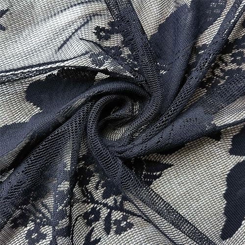 Miniatura 7 de 2 paneles de encaje transparente cenefa de cortina floral y mariposa bordada para puerta, cocina, baño, ventana, bolsillo superior