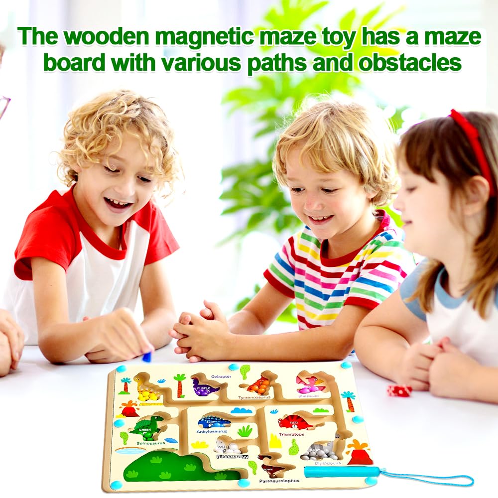 HATFRYF Montessori Wooden Maze Toys, Magnetic Color and Number Maze Wooden Toys for 3-5 Year Old - Image 4