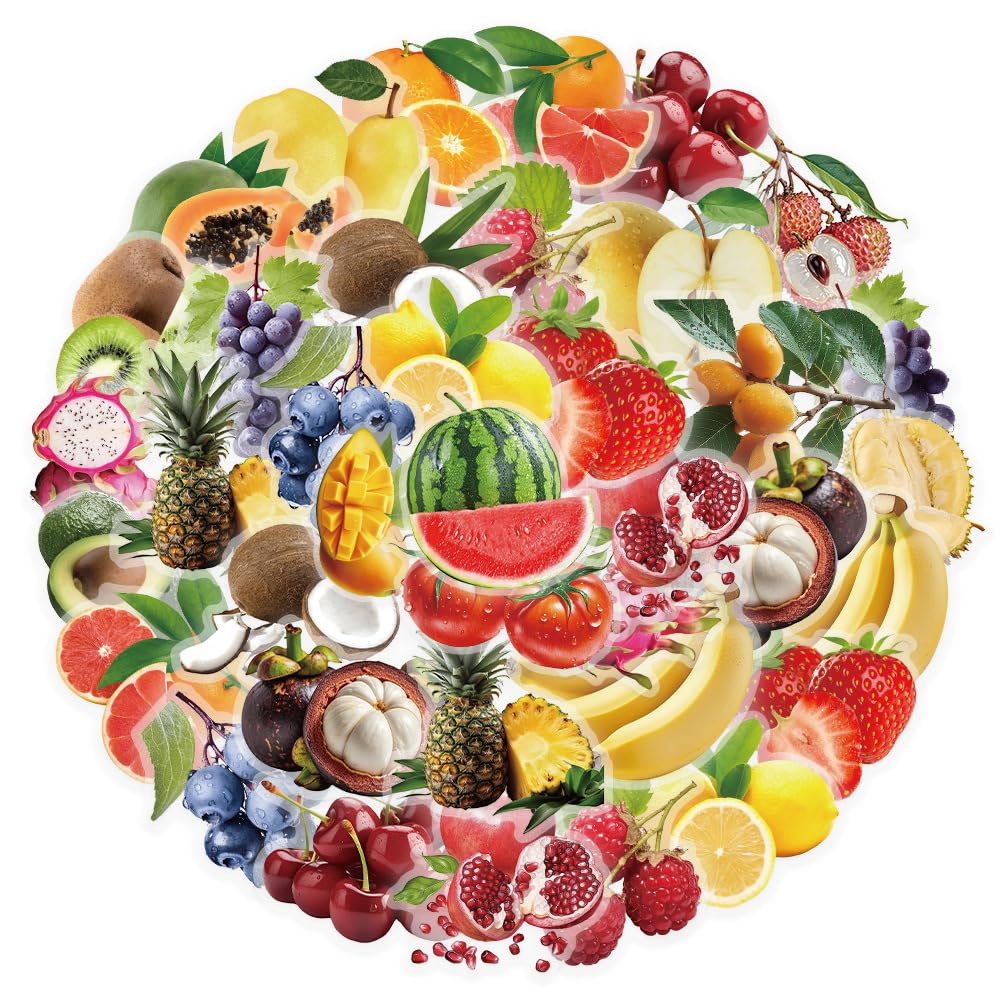 Transparent Fruit Stickers 54Pcs Vinyl Cute Funny Vegetables Stickers for Laptop Water Bottle Skateboard Scrapbook Helmet Car Bike Guitar,Waterproof Banana Strawberry Sticker for Teen Kids Adult - Image 2