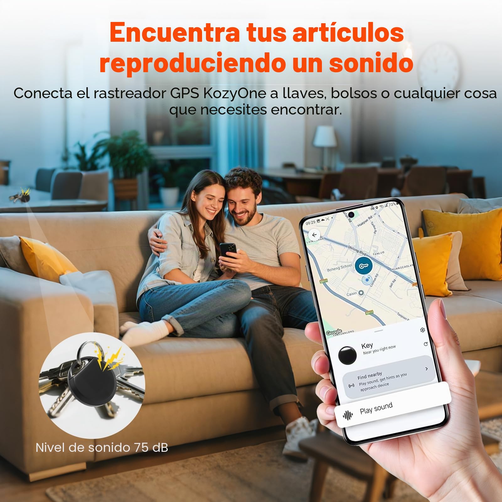 KozyOne Android Air Tracker - Etiqueta de Seguimiento Inteligente para Mascotas, Llaves y Equipaje con Seguimiento Global en Tiempo Real a través de la aplicación Find Hub de Google, 2 Unidad