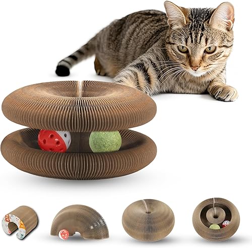 Juguete mágico de aventura para gatos con campana y bolas de hierba gatera, juguete de acordeón de forma plegable y cambiable, juguete interactivo