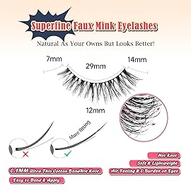 Wipsy Lashes Cat Eye 14MM False Eyelashes Natural Look C Curl Lash Strips 3D Volume Fake Eyelashes Thin Band Wispy Lashes Pack Siligli 7 Pair