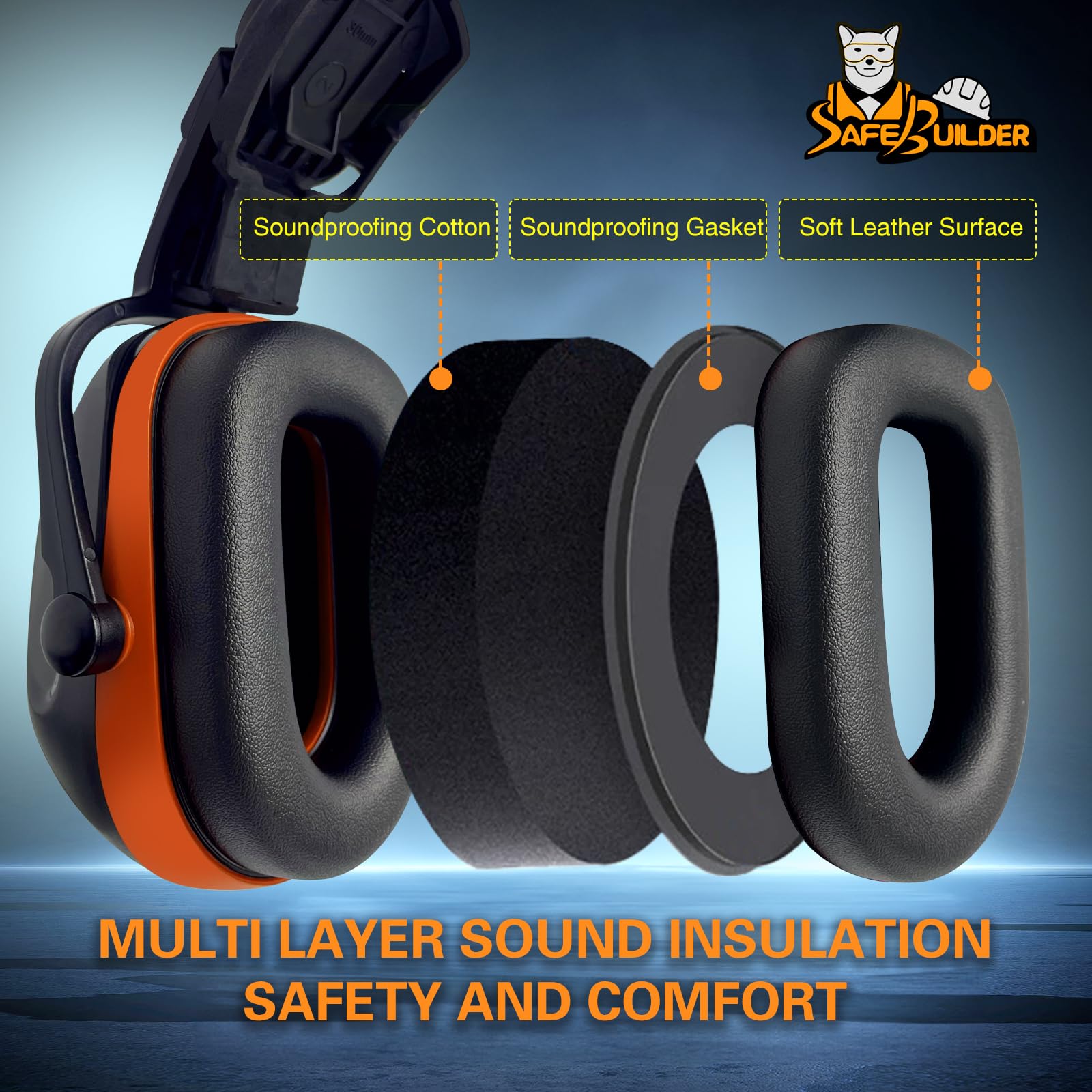 SAFEBUILDER, Orejeras para cascos duros, orejeras con reducción de ruido, protección auditiva para casco