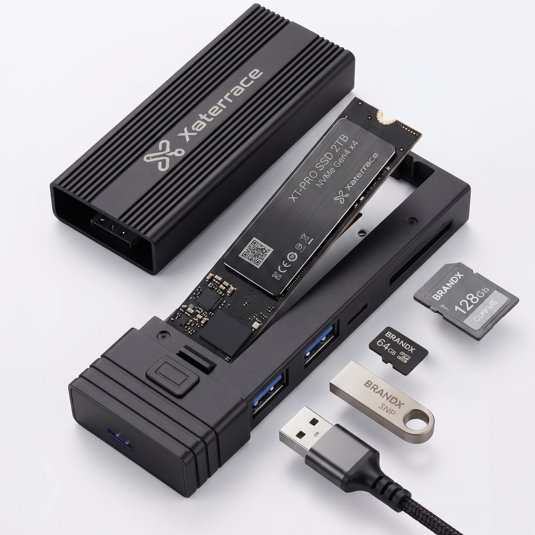 Amazon.co.jp: Xaterrace SSD 外付けケース & 4in1 USBハブ NVMe / M.2