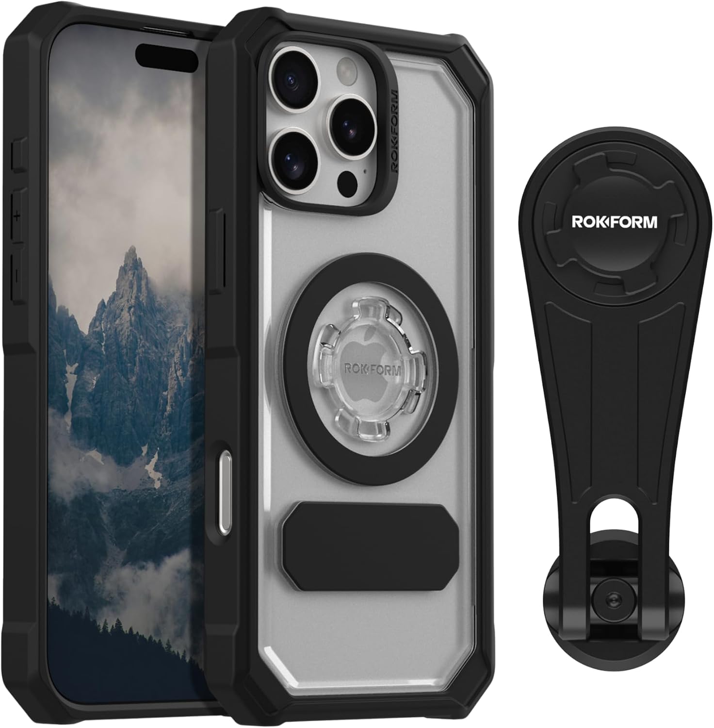 Rokform iPhone 16 Pro Max Crystal Case + V4 Pro Series Bike Phone Mount