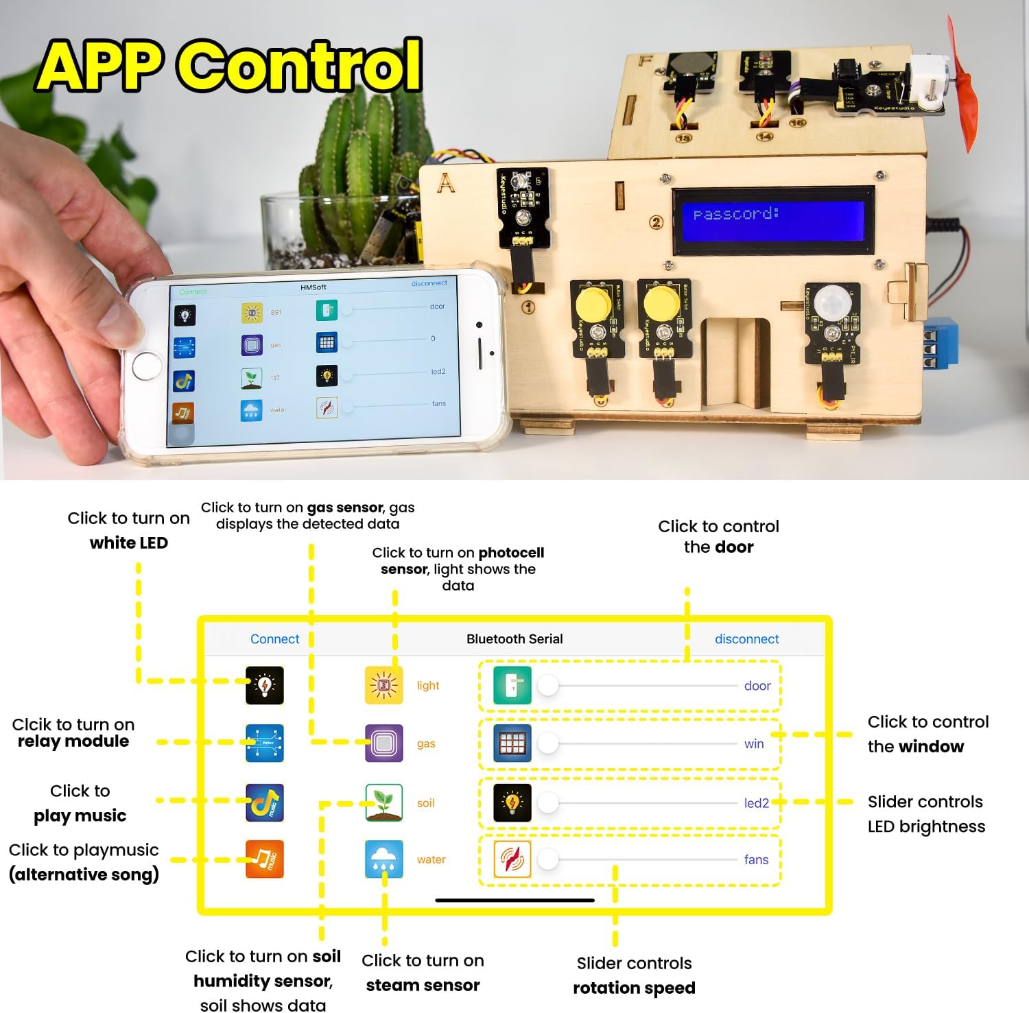 KEYESTUDIO Smart Home Kit alkalmazás és vezérlés