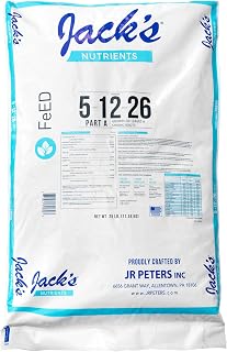Jack's Classic 5-12-26 Hydroponic Fertilizer Part A - Professional Water-Soluble Nutrients for Leaf & Root Growth, 25 lbs