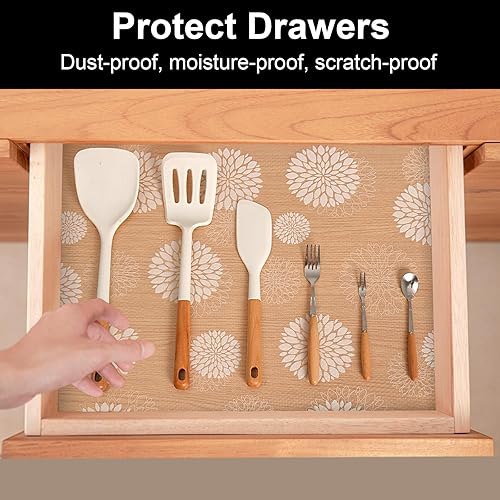 Vista 23 de Cooyes - Revestimiento para estantería de alacena, refrigerador, cajón, cocina, almacén, escritorio, tapete no adhesivo, antideslizante, duradero