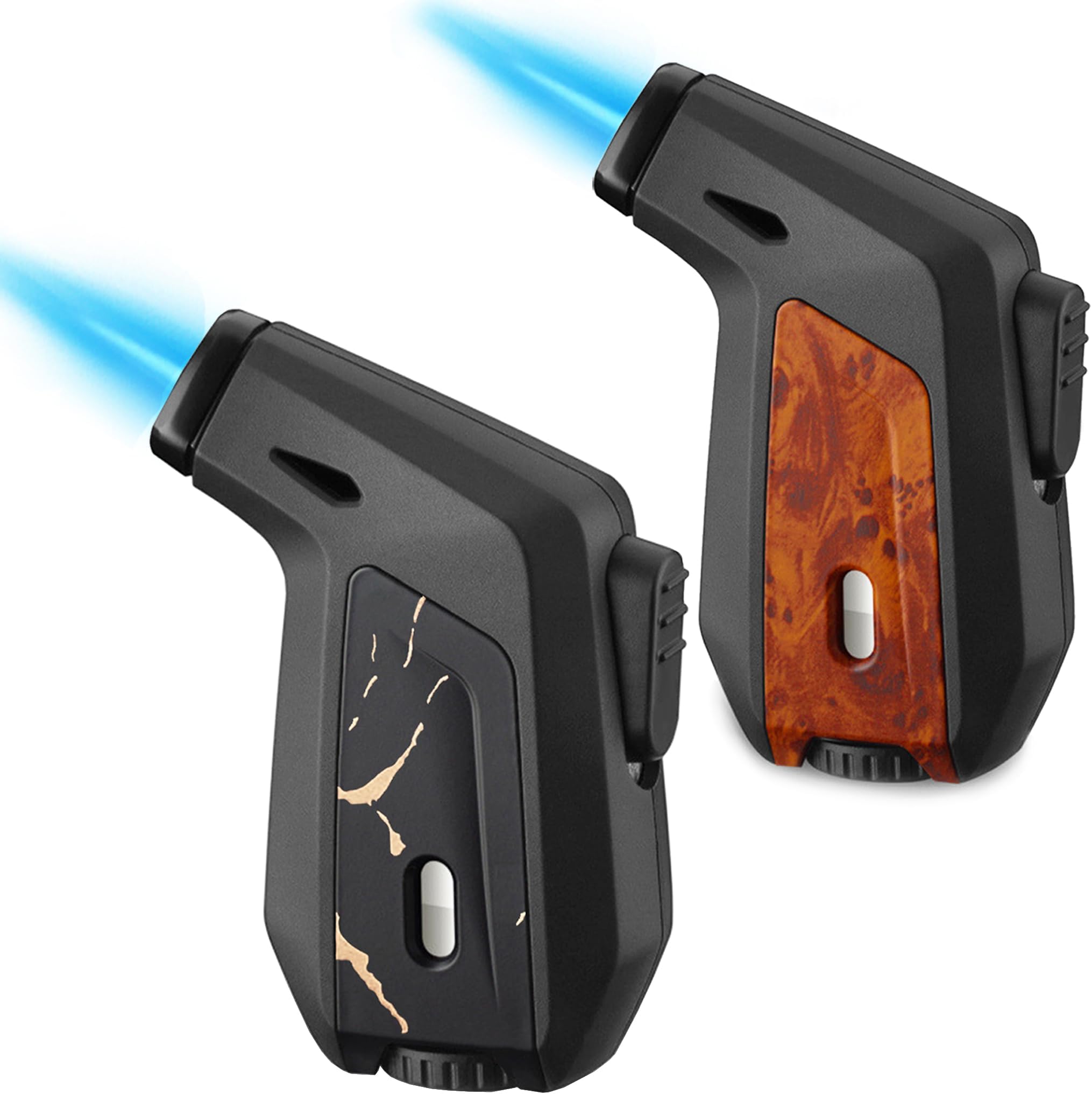 2 Pack Torch Lighter, Zoocura Single Jet Flame Butane Lighters Refillable Torch Lighter Adjustable Gas Lighter Windproof Lighters for Men BBQ Grill Camping (Fuel Not Included)