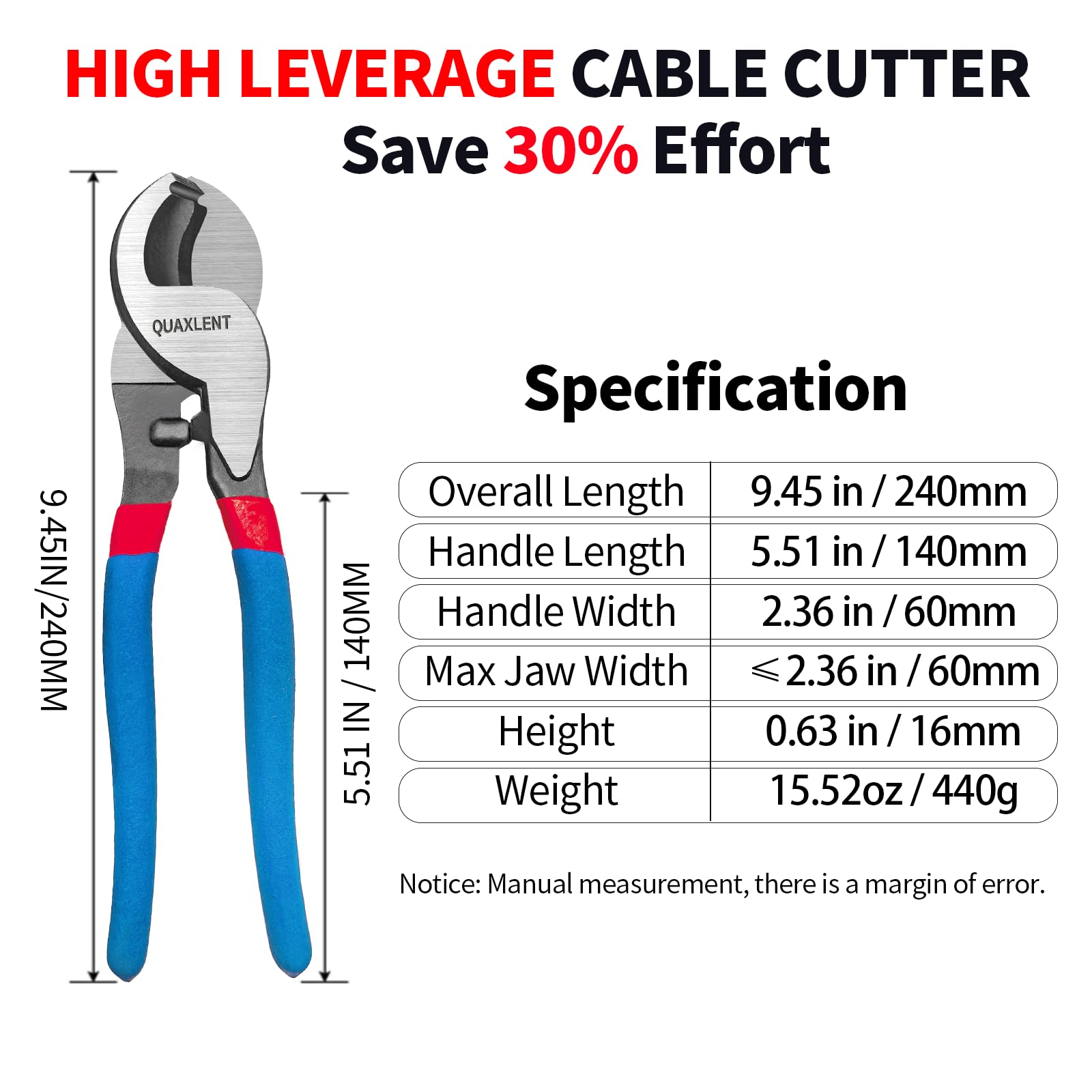 Heavy Duty Cable Cutter - 10 Inch Wire Cutting Tool -2