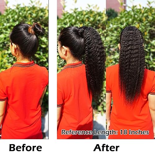 Miniatura 5 de Extensiones de cabello humano lacio tipo afro con pasta mágica, 3.53 oz, cabello humano lacio Yaki brasileño para mujeres negras, extensiones de