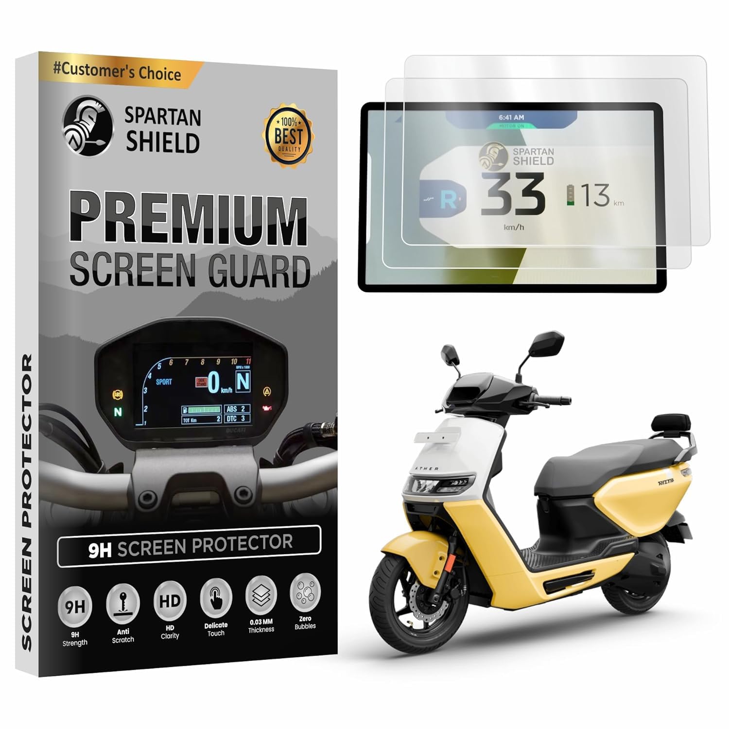 Spartan Shield Digital Meter Screen Guard For ATHER RIZTA EV Scooter | 7 Inch TFT Display Protector | Anti Scratch Water Resistant Instrument Cluster Accessory [Not Tempered Glass] (Pack 2 [Glossy]) (B0D9GZ2YFF) Amazon Price History, Amazon Price Tracker