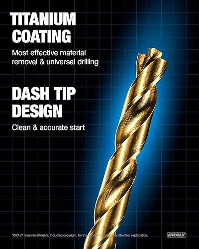 Miniatura 3 de CRALY Paquete de 10 brocas de cobalto de 14 de pulgada, brocas helicoidales M35 HSS con revestimiento de titanio, punta de tablero y punto de