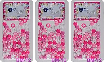 Tara Assorted Color Multi Design Plastic Beads For Braid Hair Pack Of 3 (BM-12)